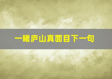 一睹庐山真面目下一句