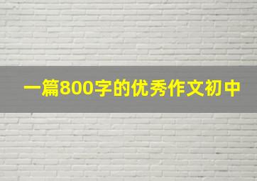 一篇800字的优秀作文初中