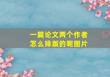 一篇论文两个作者怎么排版的呢图片