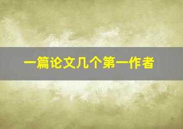 一篇论文几个第一作者