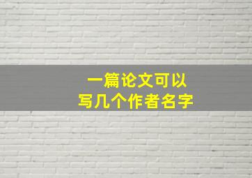 一篇论文可以写几个作者名字