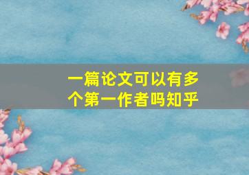 一篇论文可以有多个第一作者吗知乎