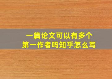 一篇论文可以有多个第一作者吗知乎怎么写