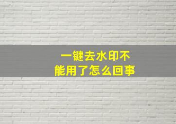 一键去水印不能用了怎么回事