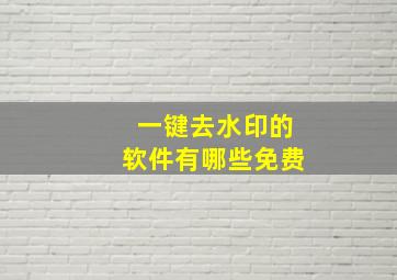 一键去水印的软件有哪些免费