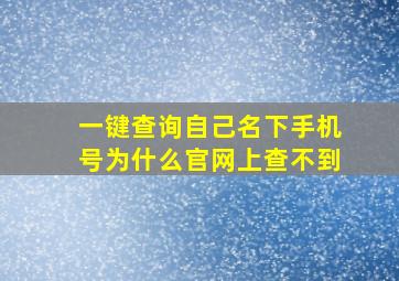 一键查询自己名下手机号为什么官网上查不到