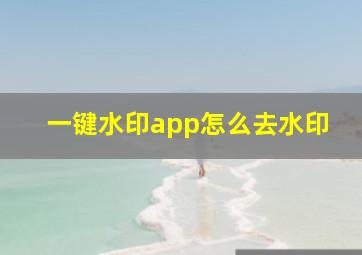 一键水印app怎么去水印