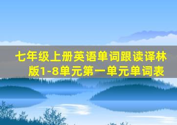 七年级上册英语单词跟读译林版1-8单元第一单元单词表