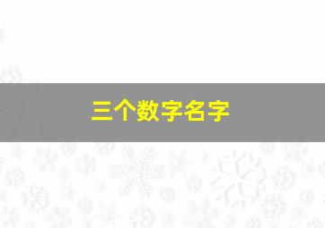 三个数字名字