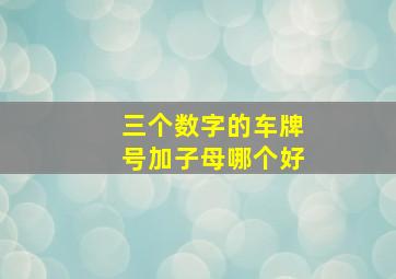 三个数字的车牌号加子母哪个好