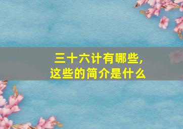 三十六计有哪些,这些的简介是什么