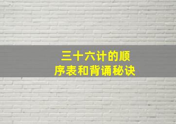 三十六计的顺序表和背诵秘诀