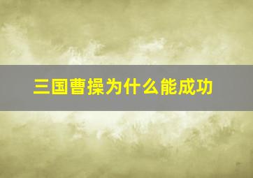 三国曹操为什么能成功