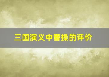 三国演义中曹操的评价