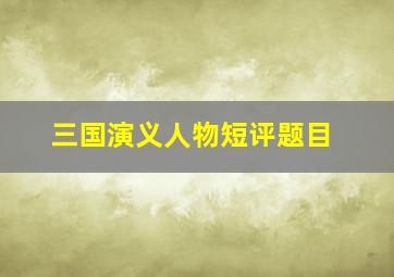 三国演义人物短评题目