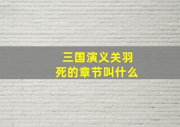 三国演义关羽死的章节叫什么