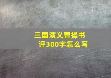 三国演义曹操书评300字怎么写