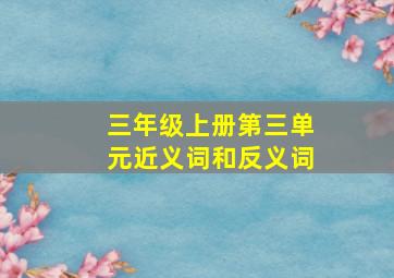 三年级上册第三单元近义词和反义词