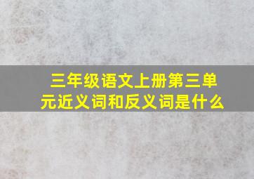 三年级语文上册第三单元近义词和反义词是什么