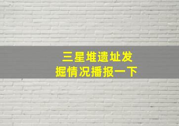 三星堆遗址发掘情况播报一下