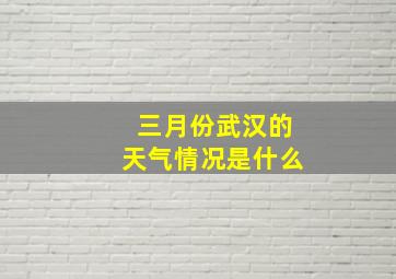 三月份武汉的天气情况是什么