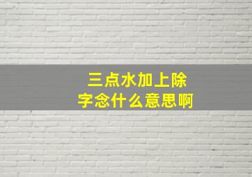 三点水加上除字念什么意思啊