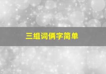 三组词俩字简单