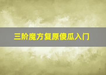 三阶魔方复原傻瓜入门