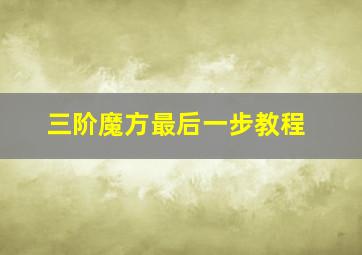 三阶魔方最后一步教程