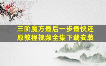 三阶魔方最后一步最快还原教程视频全集下载安装