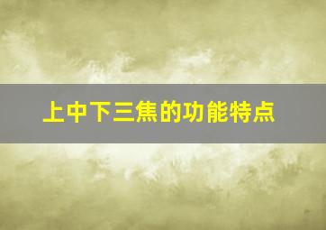 上中下三焦的功能特点