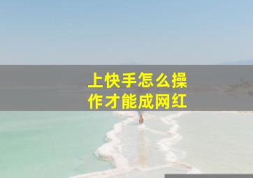 上快手怎么操作才能成网红