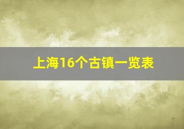 上海16个古镇一览表