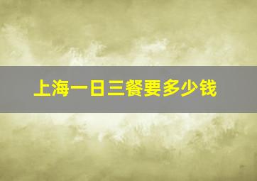 上海一日三餐要多少钱