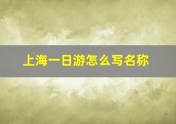 上海一日游怎么写名称