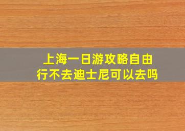 上海一日游攻略自由行不去迪士尼可以去吗