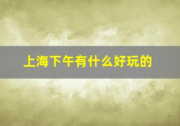 上海下午有什么好玩的