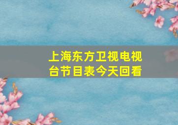 上海东方卫视电视台节目表今天回看