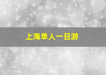 上海单人一日游