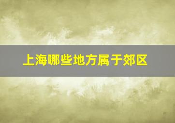 上海哪些地方属于郊区