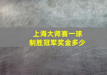 上海大师赛一球制胜冠军奖金多少