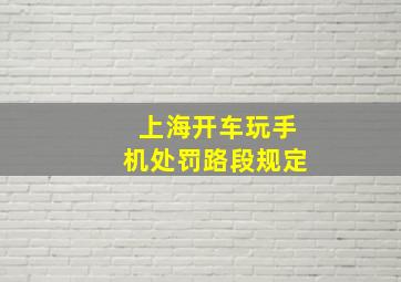 上海开车玩手机处罚路段规定