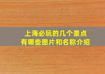 上海必玩的几个景点有哪些图片和名称介绍