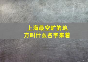 上海最空旷的地方叫什么名字来着