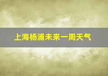 上海杨浦未来一周天气