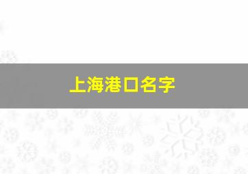 上海港口名字