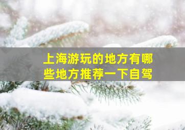 上海游玩的地方有哪些地方推荐一下自驾