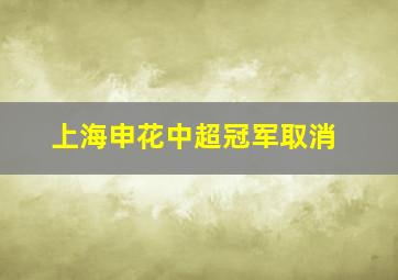 上海申花中超冠军取消