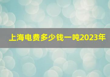 上海电费多少钱一吨2023年