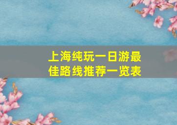 上海纯玩一日游最佳路线推荐一览表